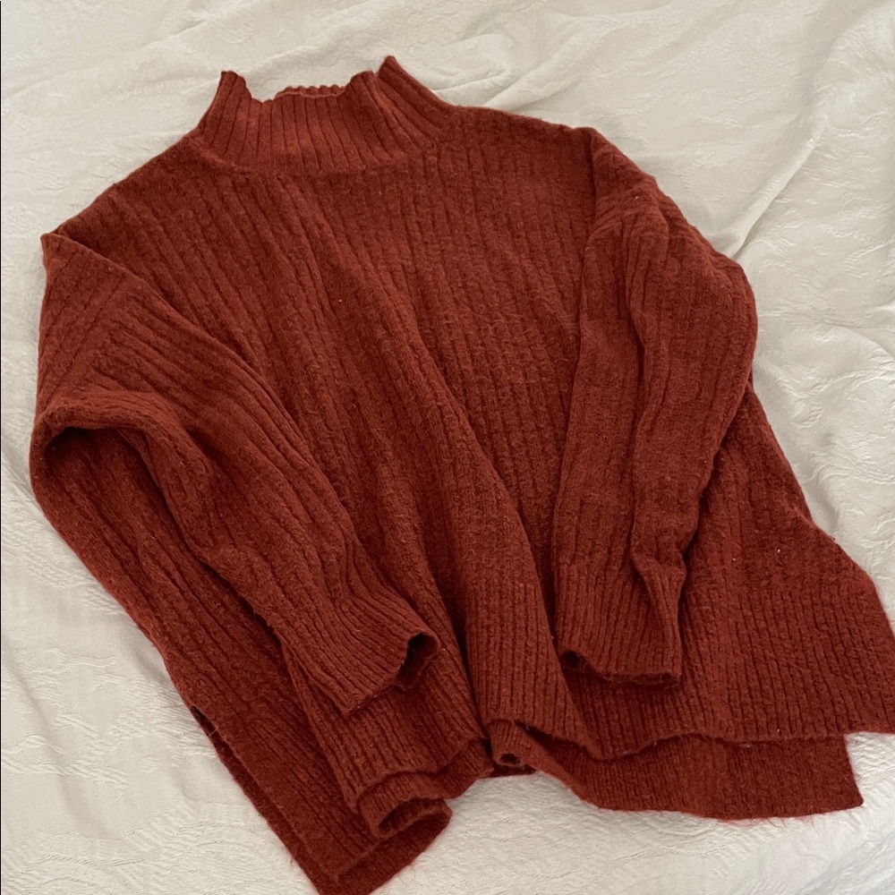 LOFT Women's Brick Red Turtleneck Sweater